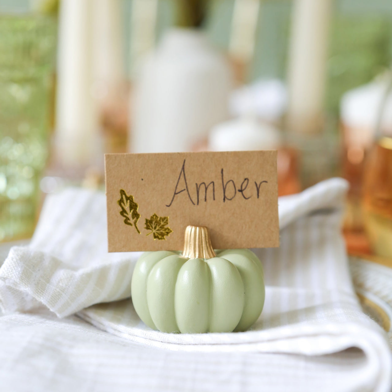 Sage Green Pumpkin Place Card Holder (Set of 6)Alternate Image 2, My Wedding Favors | Place Card/Place Card Holder