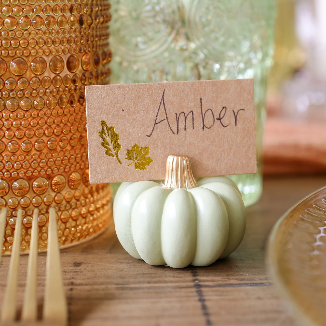 Sage Green Pumpkin Place Card Holder (Set of 6)Alternate Image 7, My Wedding Favors | Place Card/Place Card Holder