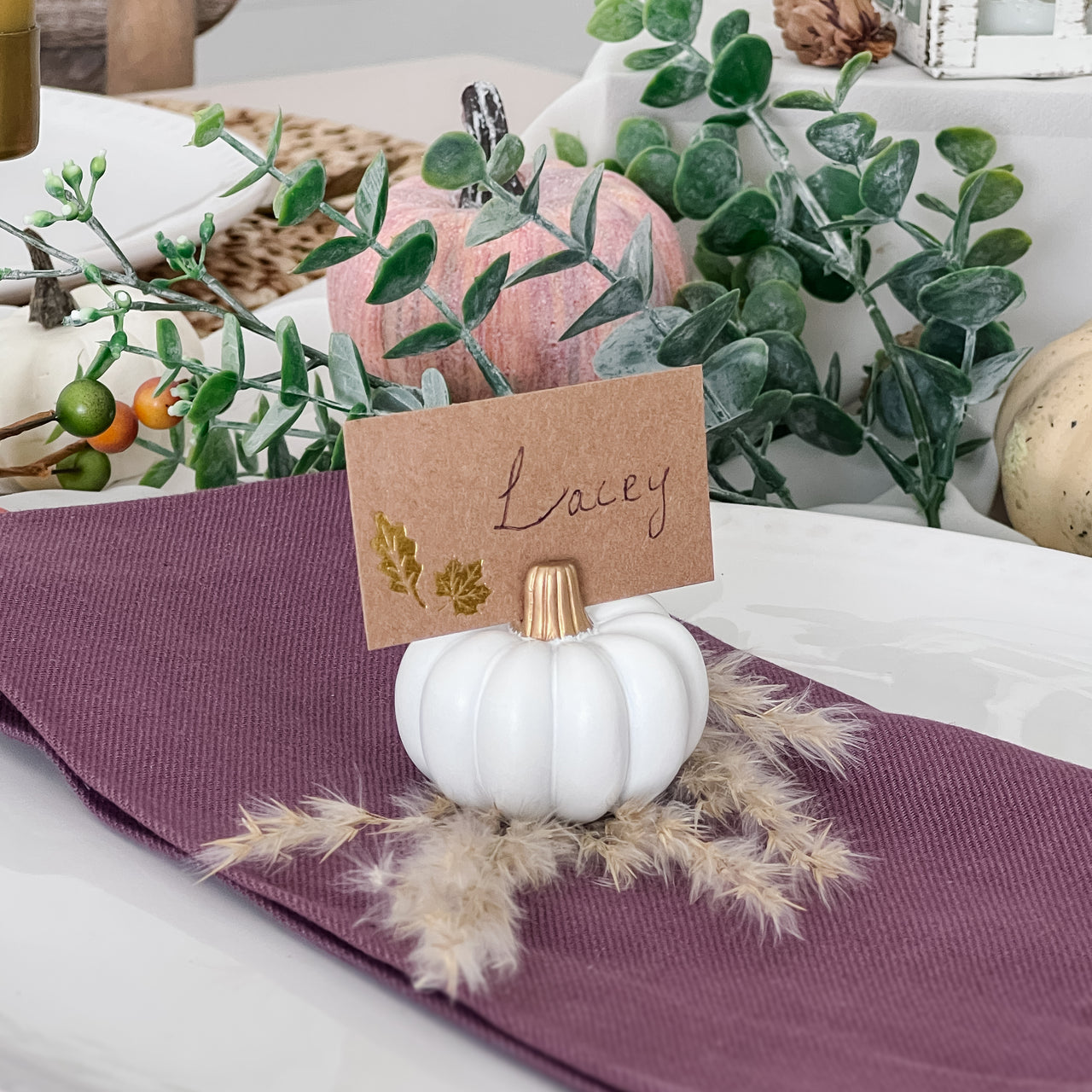 White Pumpkin Place Card Holder (Set of 6) - Alternate Image 3 | My Wedding Favors