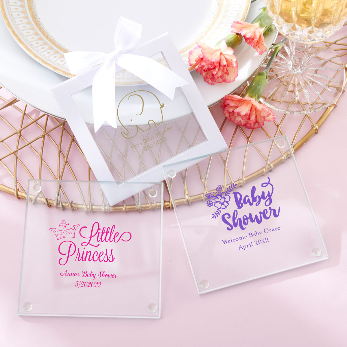 Personalized Glass Coaster (Set of 12) - Alternate Image 2 | My Wedding Favors