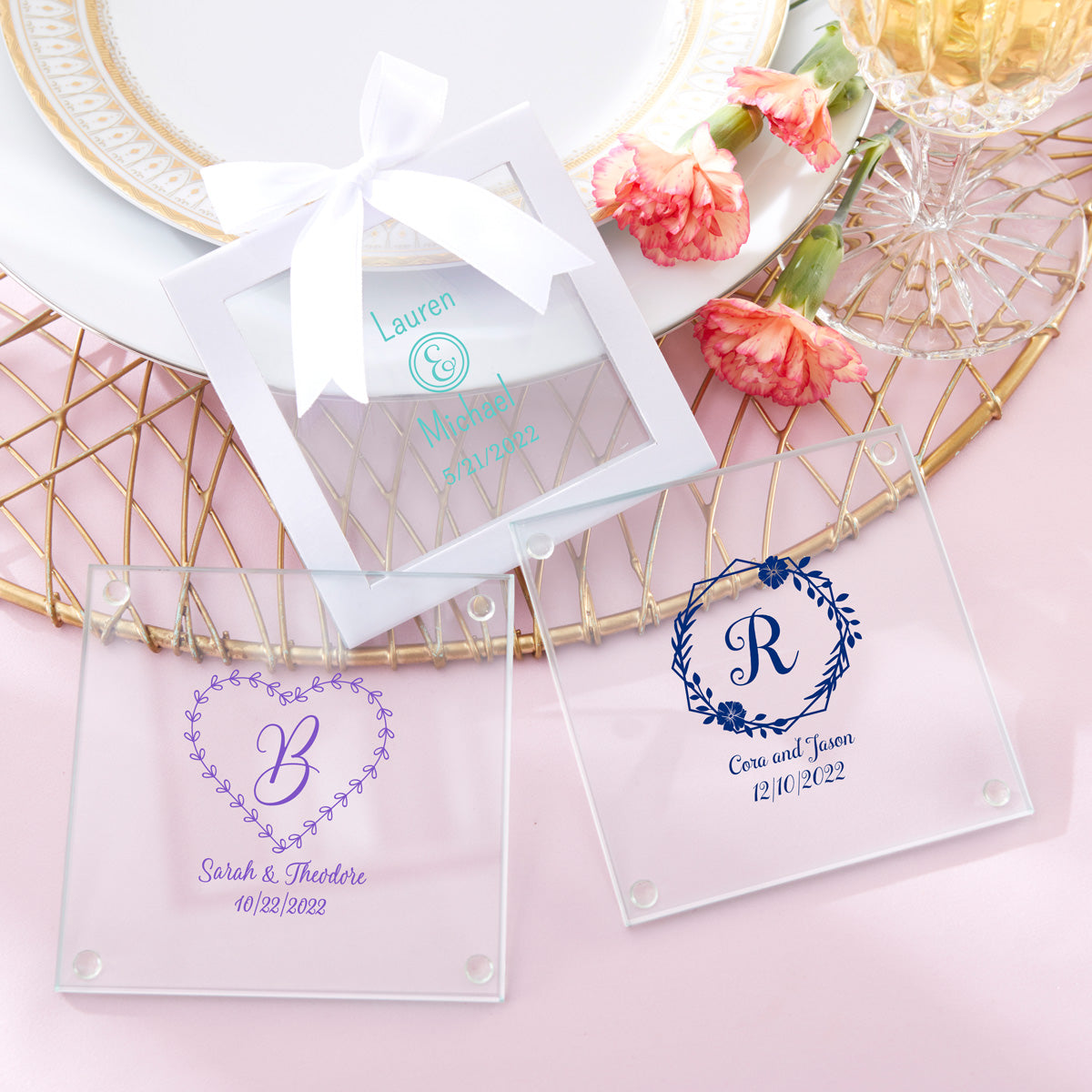  Custom Wedding Coaster, Acrylic Coaster Set, Bridal Shower  Favors for Guests, Personalized Acrylic Coasters, Custom Wedding Favors in  Bulk (4.00 inches) : Handmade Products