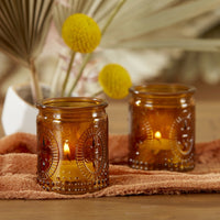 Thumbnail for Vintage Amber Glass Tea Light Holder (Set of 4) - Main Image0 | My Wedding Favors