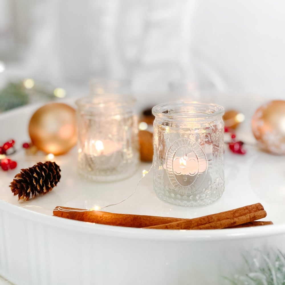 Vintage Clear Glass Tea Light Holder (Set of 4) - Alternate Image 5 | My Wedding Favors
