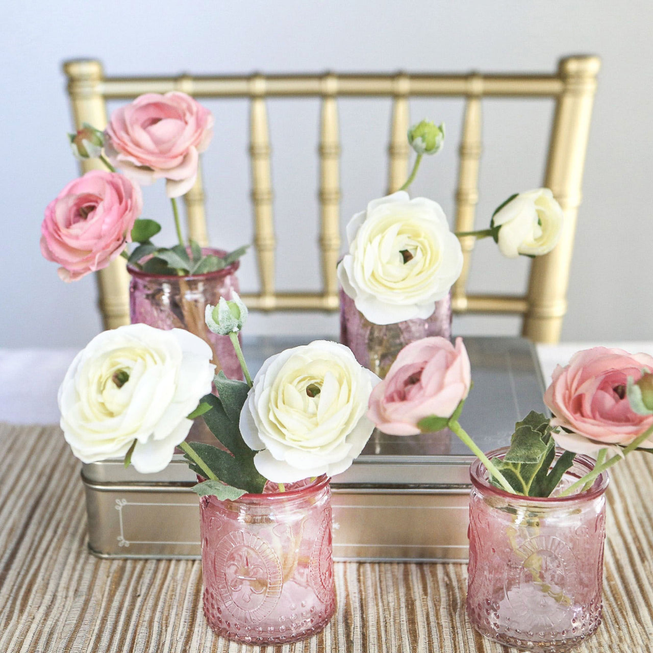 Vintage Pink Glass Tea Light Holder (Set of 4) - Alternate Image 4 | My Wedding Favors