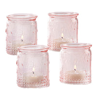 Vintage Pink Glass Tea Light Holder (Set of 4) - Alternate Image 8 | My Wedding Favors