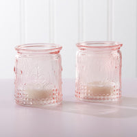 Vintage Pink Glass Tea Light Holder (Set of 4) - Main Image | My Wedding Favors
