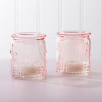 Thumbnail for Vintage Pink Glass Tea Light Holder (Set of 4) - Main Image | My Wedding Favors
