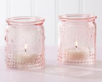 Vintage Pink Glass Tea Light Holder (Set of 4) - Alternate Image 2 | My Wedding Favors