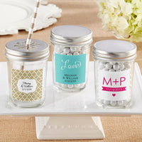 Thumbnail for Personalized 8 oz. Glass Mason Jar with Your Choice of Lid-Wedding  (Set of 12)