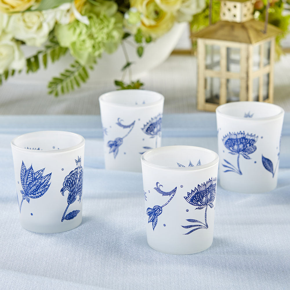 Blue Willow Frosted Glass Votive (Set of 4)
