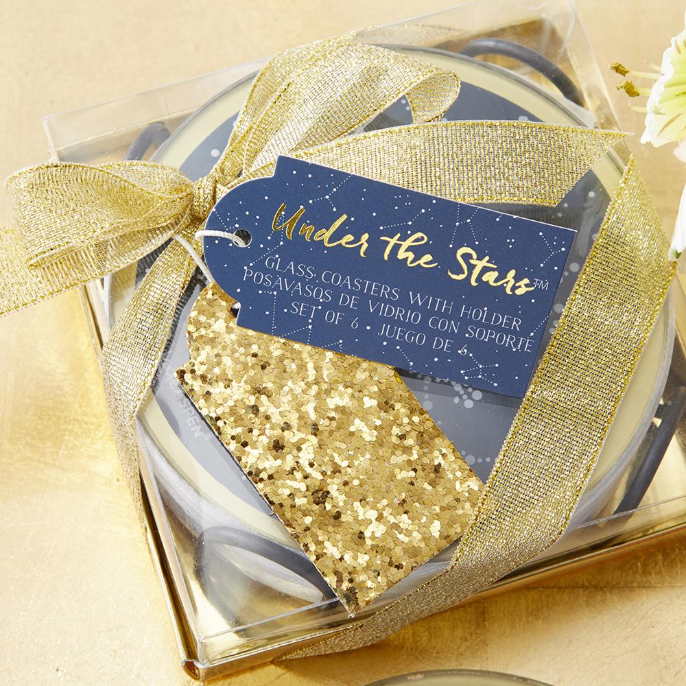 Under the Stars Glass Coaster with Holder (Set of 6) - Alternate Image 2 | My Wedding Favors