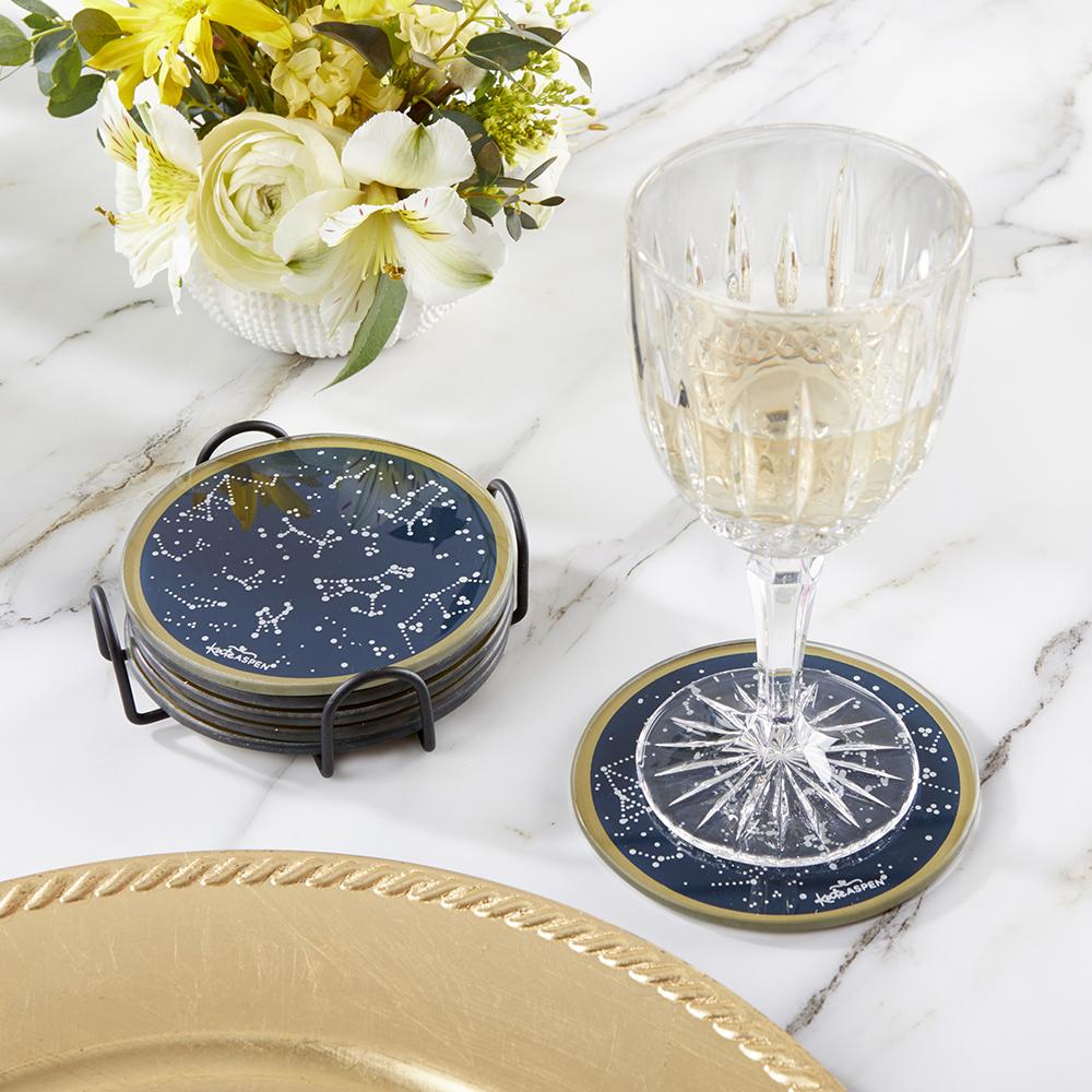 Under the Stars Glass Coaster with Holder (Set of 6) - Alternate Image 4 | My Wedding Favors