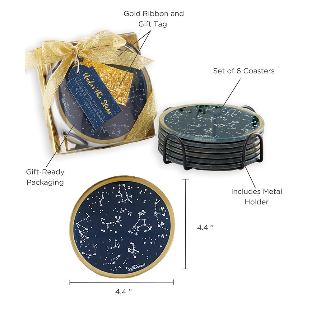 Under the Stars Glass Coaster with Holder (Set of 6) - Alternate Image 6 | My Wedding Favors