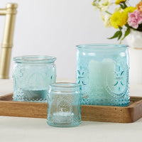Thumbnail for Nesting Vintage Blue Glass Tea Light Holder (Set of 3) - Main Image | My Wedding Favors