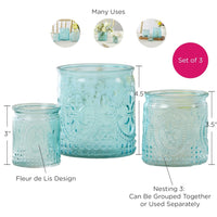 Thumbnail for Nesting Vintage Blue Glass Tea Light Holder (Set of 3) - Alternate Image 6 | My Wedding Favors