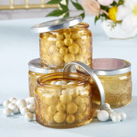 Thumbnail for Garden Blooms Glass Tea Light Holder - Amber (Set of 4) - Alternate Image 2 | My Wedding Favors
