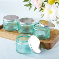 Thumbnail for Garden Blooms Glass Tea Light Holder - Blue (Set of 4) - Main Image | My Wedding Favors
