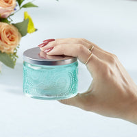 Thumbnail for Garden Blooms Glass Tea Light Holder - Blue (Set of 4) - Alternate Image 5 | My Wedding Favors