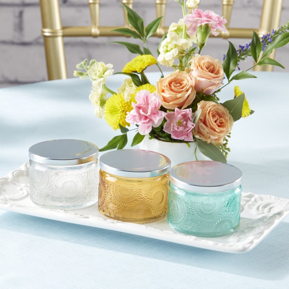 Garden Blooms Glass Tea Light Holder - Clear (Set of 4) - Alternate Image 4 | My Wedding Favors