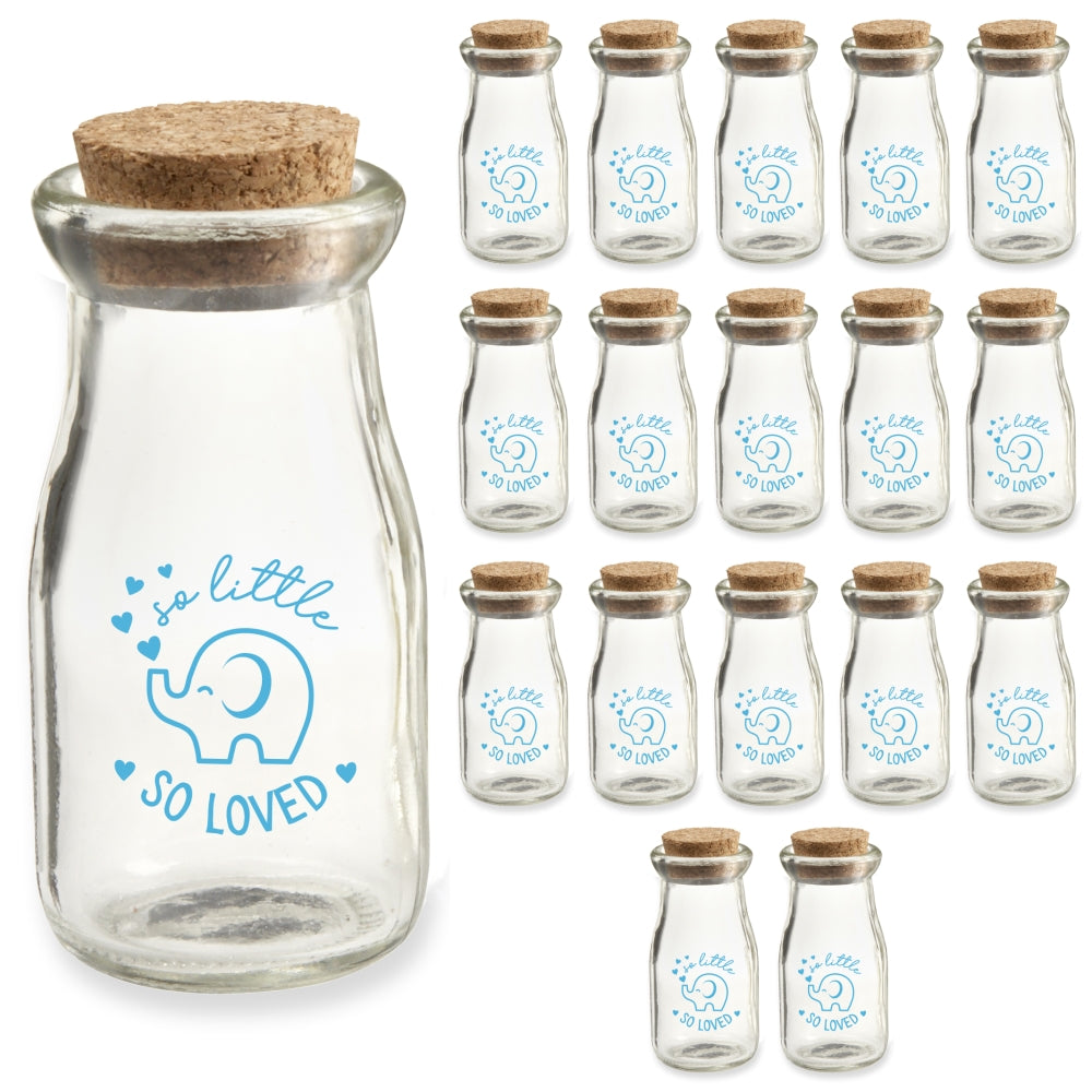 3.8 oz. Vintage Milk Bottle Favor Jar - Blue Elephant (Set of 18)