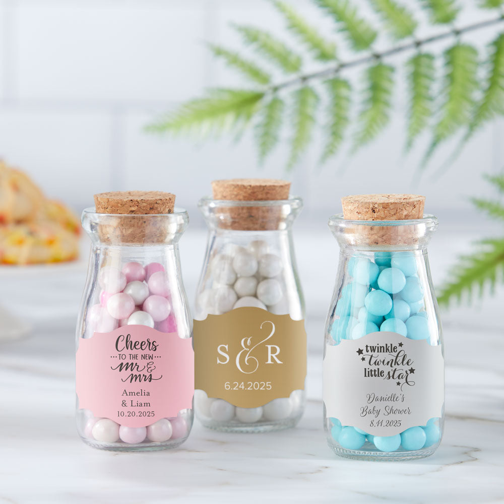 Personalized 3.8 oz. Vintage Milk Bottle Favor Jar (Set of 18) - Main Image | My Wedding Favors