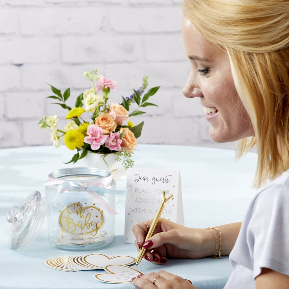 Iridescent Baby Shower Wish Jar with Heart Shaped Cards - Main Image | My Wedding Favors