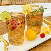 Thumbnail for 13 oz. Vintage Textured Amber Drinking Glasses (Set of 6)