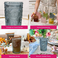 Thumbnail for 13 oz. Vintage Textured Smoke Blue Drinking Glass Cups (Set of 6) - Alternate Image 5 | My Wedding Favors