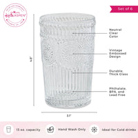 Thumbnail for 13 oz. Vintage Textured Clear Drinking Glass Cups (Set of 6) - Alternate Image 6 | My Wedding Favors
