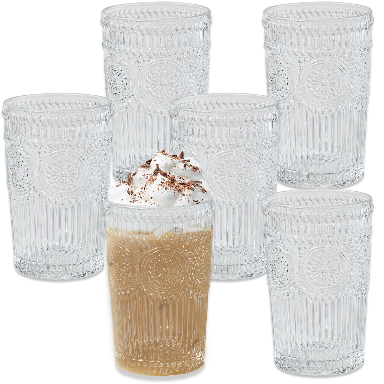 13 oz. Vintage Textured Clear Drinking Glass Cups (Set of 6) - Alternate Image 8 | My Wedding Favors