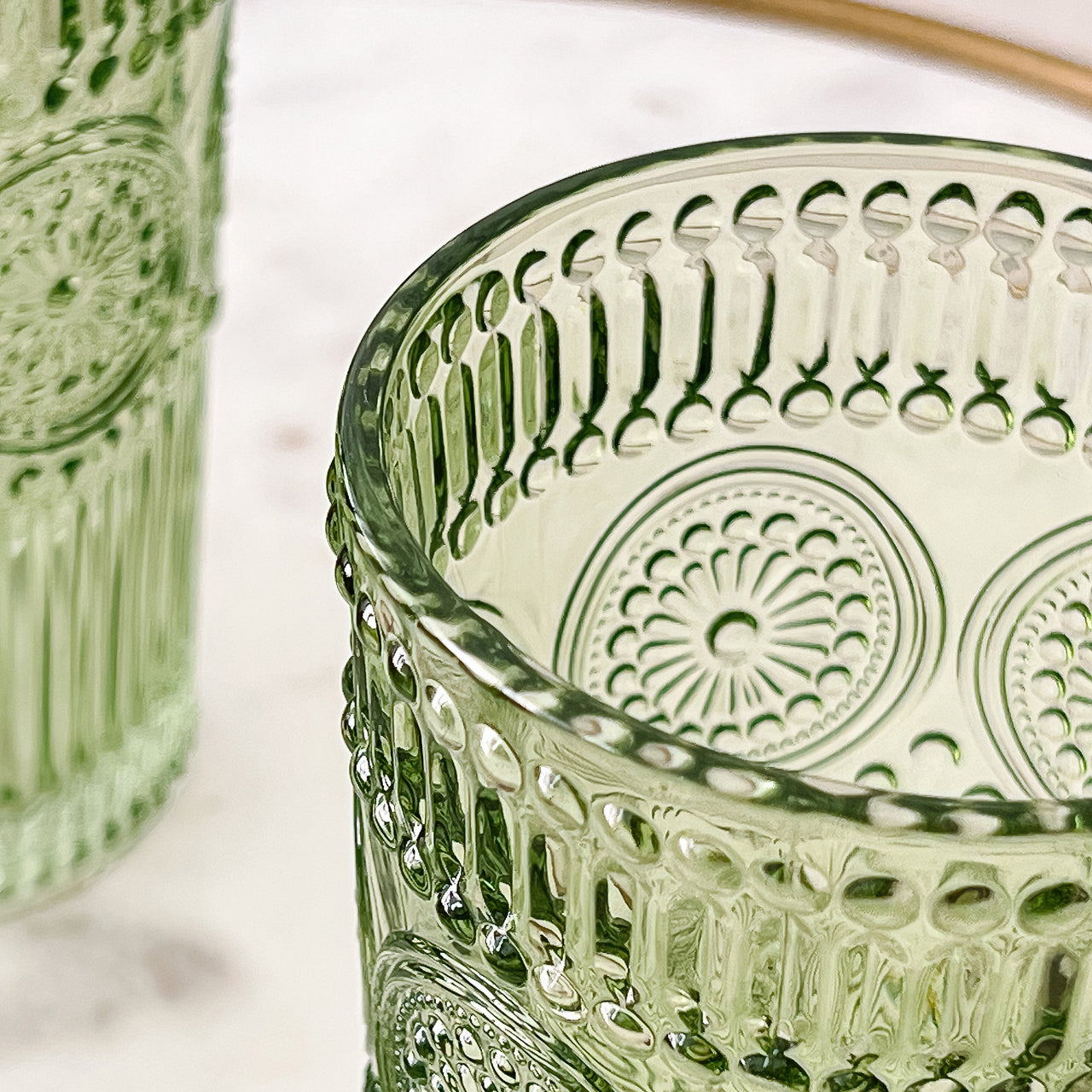 13 oz. Vintage Textured Sage Green Drinking Glass Cups (Set of 6) - Alternate Image 4 | My Wedding Favors