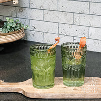 Thumbnail for 13 oz. Vintage Textured Sage Green Drinking Glass Cups (Set of 6) - Alternate Image 7 | My Wedding Favors