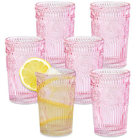 Thumbnail for 13 oz. Vintage Textured Pink Drinking Glass Cups (Set of 6) - Alternate Image 8 | My Wedding Favors