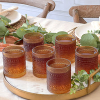 10 oz. Textured Hobnail Beaded Amber Rocks Drinking Glasses (Set of 6) - Main Image | My Wedding Favors