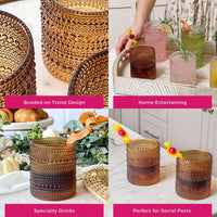 10 oz. Textured Hobnail Beaded Amber Rocks Drinking Glasses (Set of 6) - Alternate Image 5 | My Wedding Favors