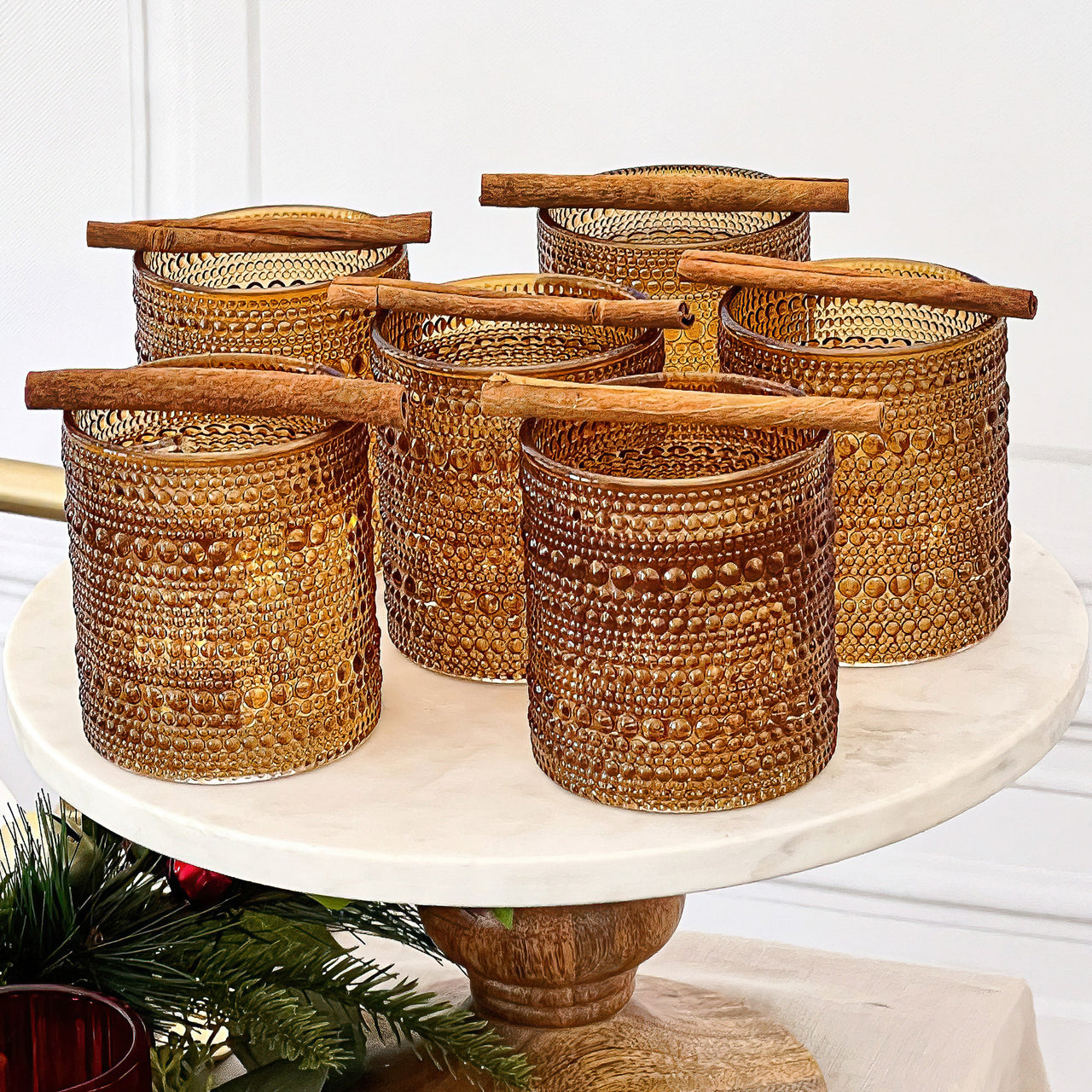 10 oz. Textured Hobnail Beaded Amber Rocks Drinking Glasses (Set of 6) - Alternate Image 7 | My Wedding Favors