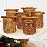 10 oz. Textured Hobnail Beaded Amber Rocks Drinking Glasses (Set of 6) - Alternate Image 7 | My Wedding Favors