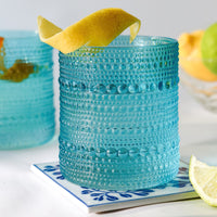 10 oz. Textured Beaded Aqua Glass (Set of 6) Alternate Image 1 - My Wedding Favors