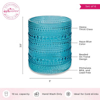 10 oz. Textured Beaded Aqua Glass (Set of 6) Alternate Image 6 - My Wedding Favors