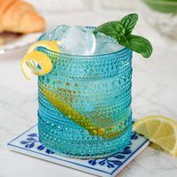 10 oz. Textured Beaded Aqua Glass (Set of 6) Alternate Image 7 - My Wedding Favors