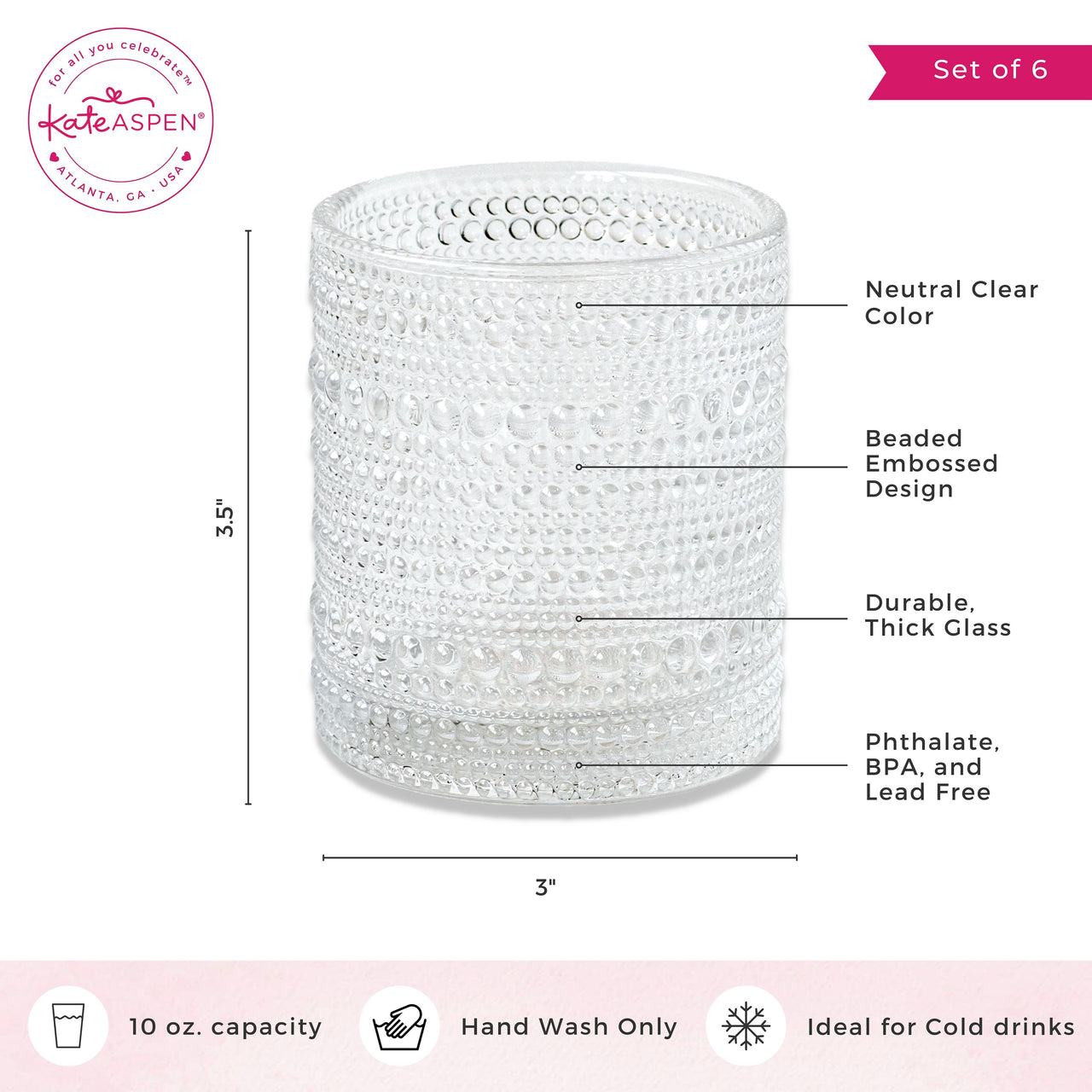 10 oz. Textured Hobnail Beaded Clear Rocks Drinking Glasses (Set of 6) - Alternate Image 6 | My Wedding Favors
