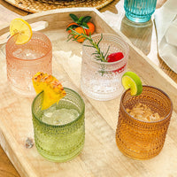 10 oz. Textured Beaded Sage Green Old Fashion Drinking Glasses (Set of 6)