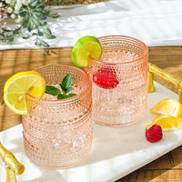10 oz. Textured Beaded Rose Gold Old Fashion Drinking Glasses (Set of 6)