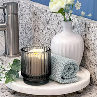 Thumbnail for Ribbed Smoke Gray Glass Votive Candle Holder (Set of 6) - Alternate Image 3 | My Wedding Favors