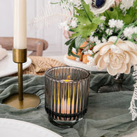 Thumbnail for Ribbed Smoke Gray Glass Votive Candle Holder (Set of 6) - Alternate Image 4 | My Wedding Favors