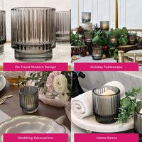 Thumbnail for Ribbed Smoke Gray Glass Votive Candle Holder (Set of 6) - Alternate Image 5 | My Wedding Favors