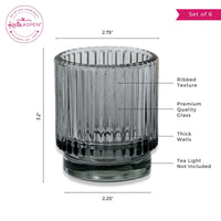 Thumbnail for Ribbed Smoke Gray Glass Votive Candle Holder (Set of 6) - Alternate Image 6 | My Wedding Favors