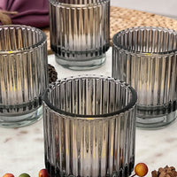 Thumbnail for Ribbed Smoke Gray Glass Votive Candle Holder (Set of 6) - Alternate Image 7 | My Wedding Favors