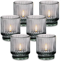 Thumbnail for Ribbed Smoke Gray Glass Votive Candle Holder (Set of 6) - Alternate Image 8 | My Wedding Favors