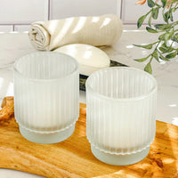 Thumbnail for Ribbed Frosted Glass Votive Candle Holder (Set of 6) Alternate Image 3 My Wedding Favors  | Tealight/Votive Holder